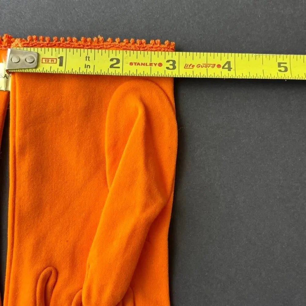 Vintage orange stretch fabric gloves